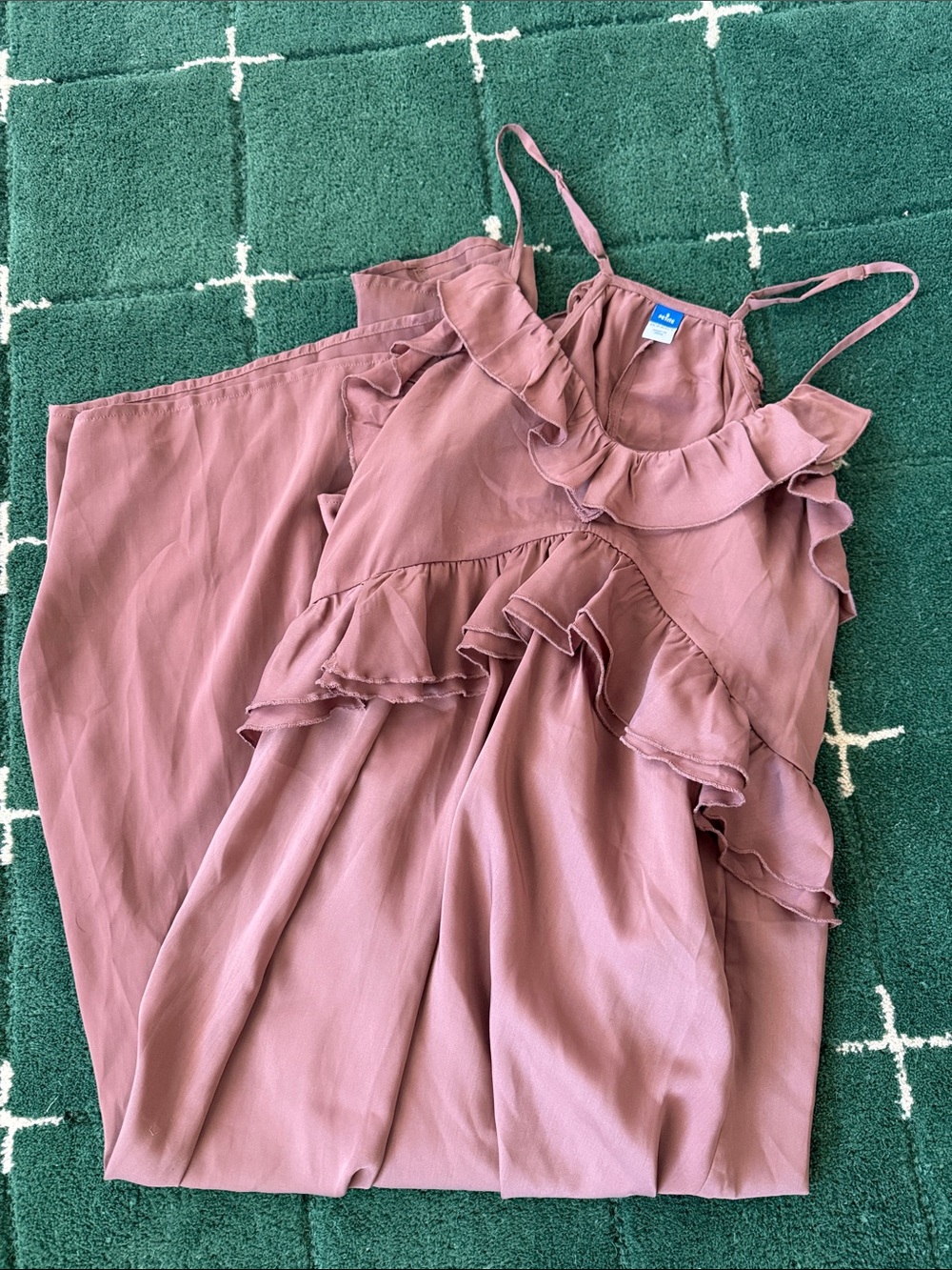Ruffled Spaghetti Strap Dress in Mauve